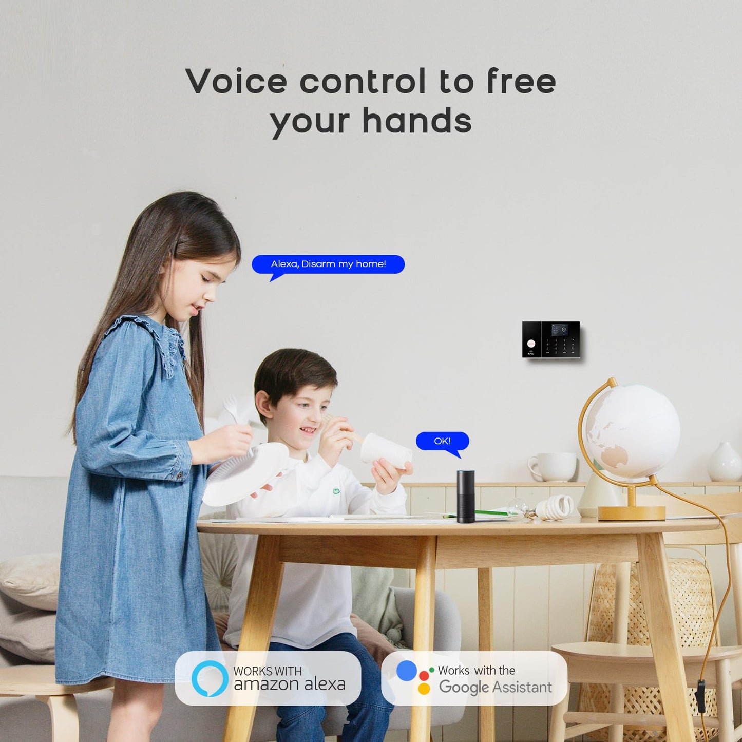 PGST Home Security Systems for House, Wireless Home Security Alarm System, Door/Window Sensor Motion Sensors with App Alert, WiFi+GSM 4G Home Alarm System No Subscription（103-C）