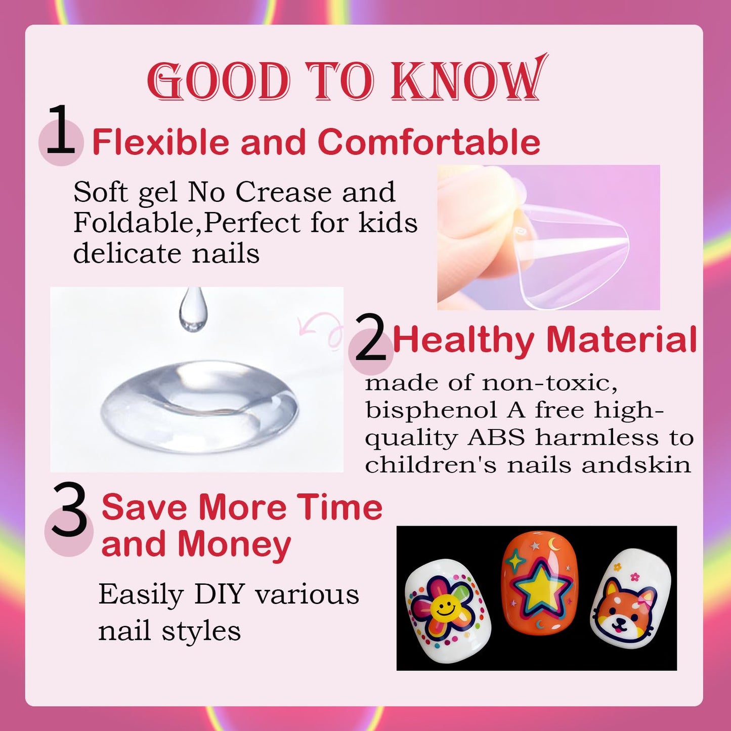 OPkssnails 360Pcs Super Extra Short Kid Nail Tips,Soft Gel Nail Tip Pre-Shaped Press On Nails For Kids,Clear Acrylic Half Matte Full Cover Fake Nail For Kids On 12sizes,7-10 Years Girl