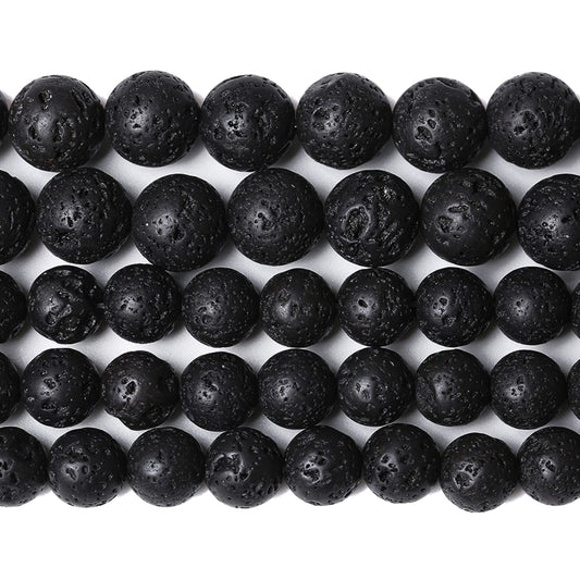 8MM 45PCS Natural Stone Black Volcanic Lava Chakra Spacer Loose Beads for Jewelry Making DIY Bracelet