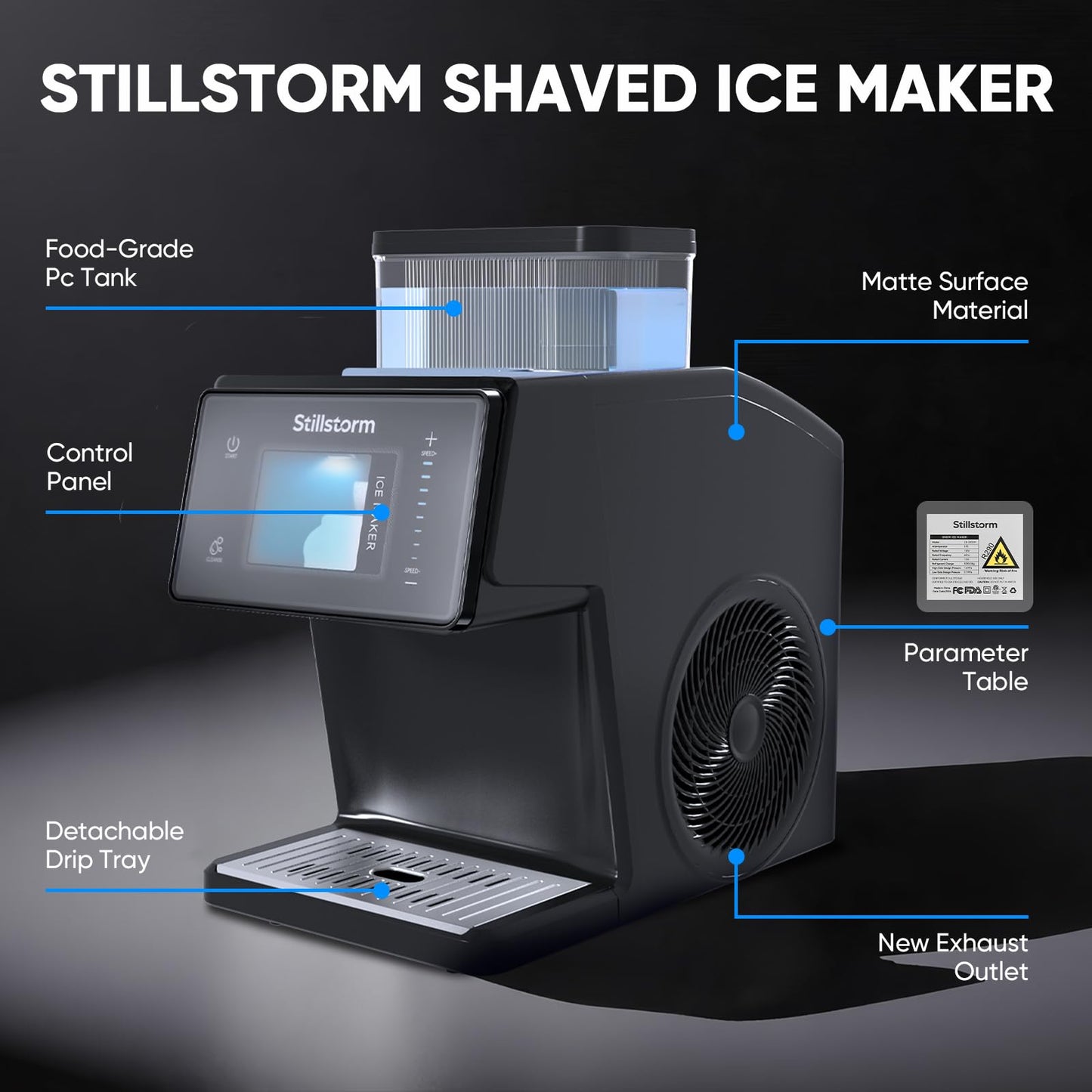 Stillstorm Shaved Ice Machine Snow Cone Maker No Ice Needed，Snowflake Machine with RapidChill Technology, Auto-Clean SUS304, Adjustable Speed Snowflake Maker for Home, Party, Bar...