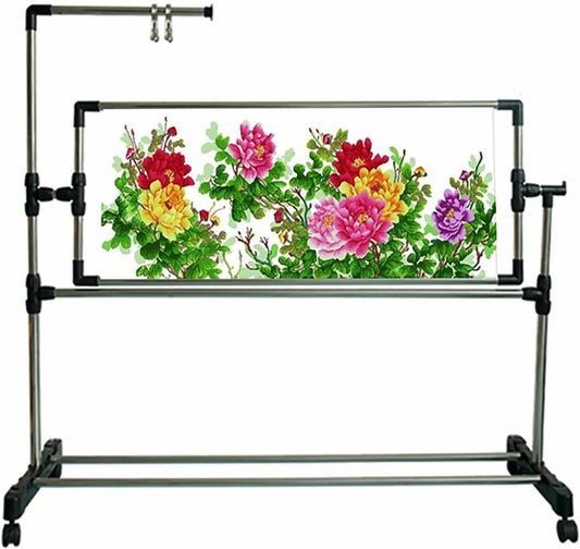 Height Adjustable Cross Stitch Craft Stand - Adjustable Embroidery Stand with Needlework Floor Frame for Art Sewing - Standing Embroidery Lap Table and Holder for Needlepoint~/