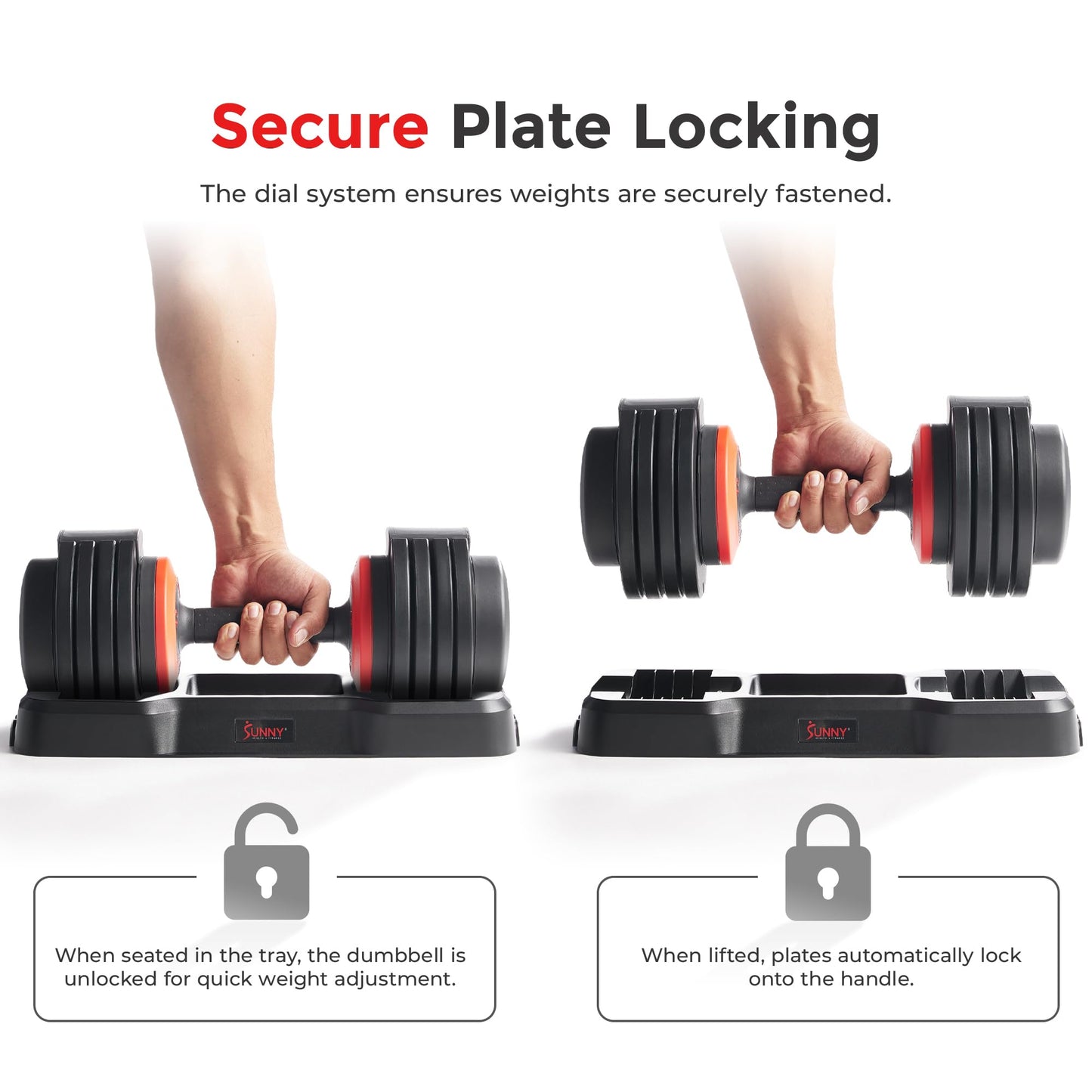 Sunny Health & Fitness Elite Adjustable Dumbbell 55-Pound, Space Saver, Secure Quick-Lock, Anti-Slip Steel Handle, Home Gym Fitness (Single Dumbbell) (weight 15,25,35,45,55) – SF-DB01-055