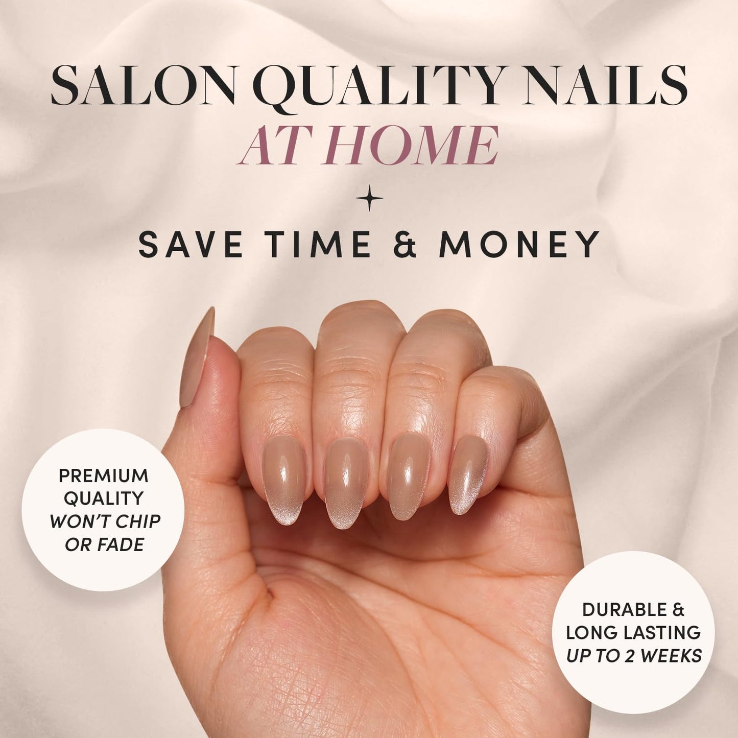 Glamnetic Press-On Nails Bundle - Honey Bun, Fall Mauve & Think Pink | Nude Velvet Sparkly Short Almond Fake Nails | Muted Blush Mauve Short Oval False Nails | Light Pastel Pink Short Oval Nails