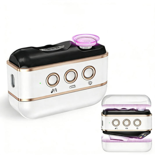 Upgrade Electric Nail Clippers - 5 in 1 Automatic Nail Trimmer with LED Light, Nail Polisher & Storage Box, Rechargeable Cordless Electric Nail Clippers for Baby Adult (White)