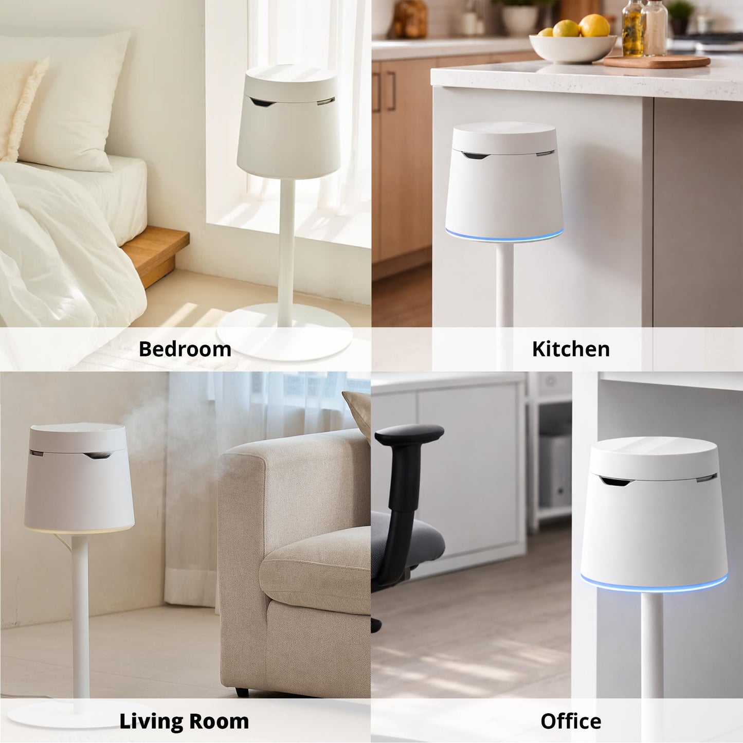 Carepod One Plus with Stand - Stainless Steel Humidifier for Large Room with Mood Light, Quiet & Safe for Baby, Only 3 Washable Parts, Easy to Clean Ultrasonic Cool Mist Humidifiers for 30Hrs, 1Gal/4L