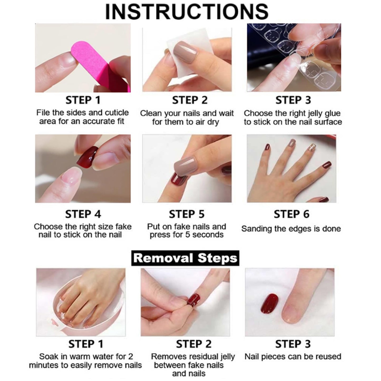 WOMHOPE Press on Nails Handmade Full Cover False Nails with Rhinestone Vintage Flower Aurora Acrylic Nails for Women and Girls 10pcs/Box Long Almond,Coffin (French polarization, Large)