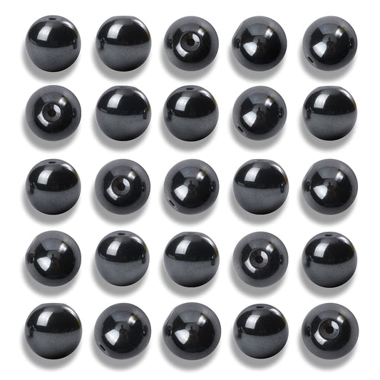 NITOPUPU 100Pcs 8mm Natural Smooth Black Hematite Beads Round Loose Stone Beads for Jewerly Making with Crystal Stretch Cord