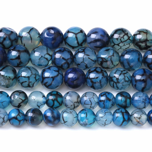 8MM 45PCS Natural Stone Blue Dragon Vein Agate Loose Beads for Jewelry Making DIY Bracelet Necklace