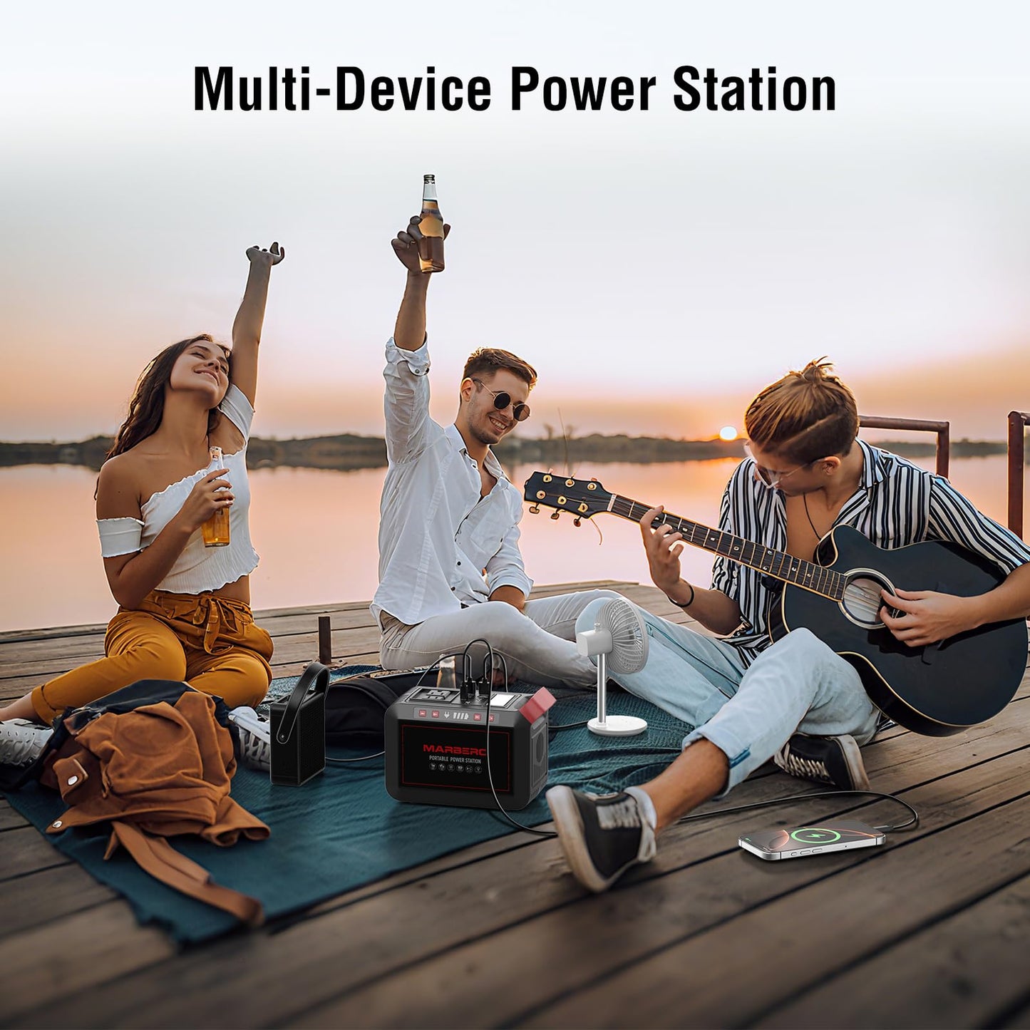 MARBERO 237Wh Solar Generator with Solar Panel Included Portable Power Station 300W Pure Sine Wave with Foldable Solar Panel 60W Set for Camping Outdoor Hiking Fishing Emergency
