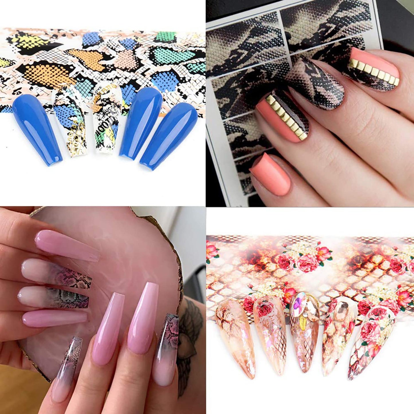 Snake Print Holographic Nail Foil Stickers - Sky Starry Paper Transfer Foils for Nail Transfer Glue Women Manicure