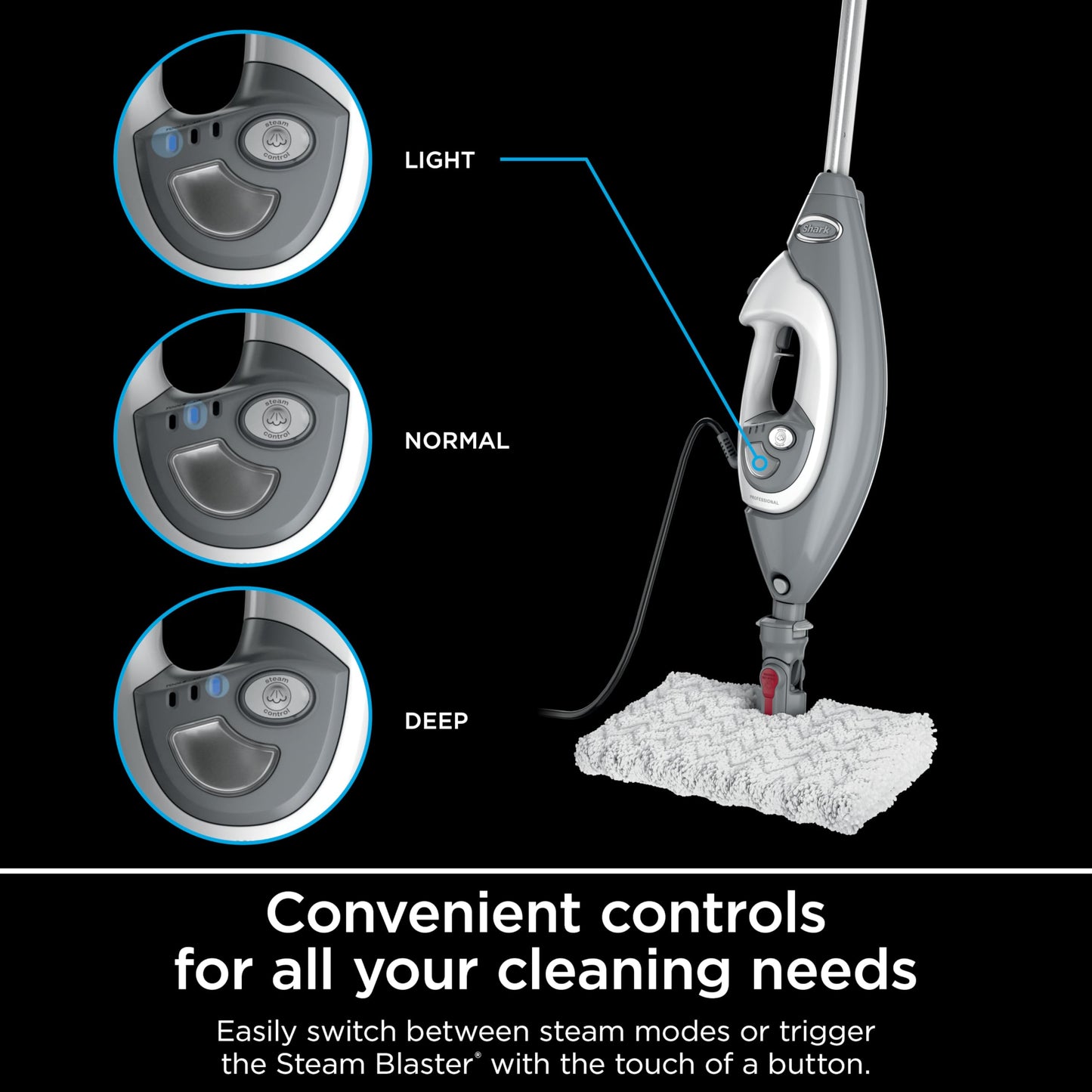 Shark Steam Mop Pro Lift-Away with Detachable Handheld Steam Cleaner for Whole Home Cleaning, Steams Hard Floors, Upholstery, Garments and Cars, 3 Modes with Steam Blaster Technology, S3973D