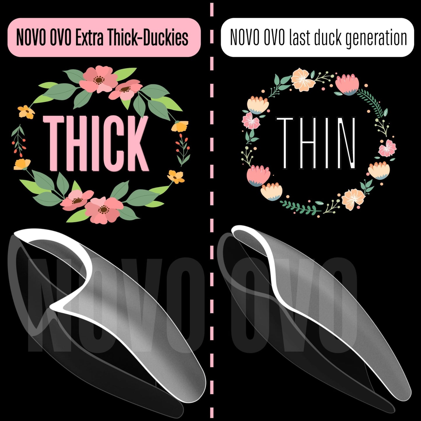 NOVO OVO Halloween Extra Thick Duck Feet Nail Tips Full Cover for Press on Acrylic with Moon Curve, Medim Long Clear Pre-Etched Matte Flare Wide French Soft Gel False Nail Extension x 15 Sizes 150 pcs