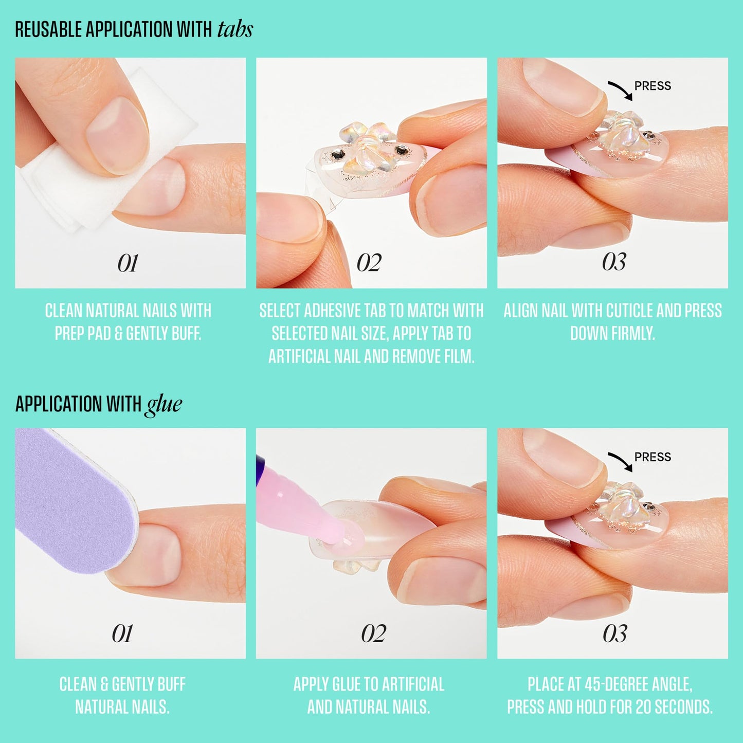 Kiss Icon, Press On Nails, Nail glue included, 'Terrific', White, Medium Size, Almond Shape, Includes 32 Nails, 2g Glue, 2 Manicure Stick, 1 Mini File, 2 Prep Pads, 48 Adhesive tabs