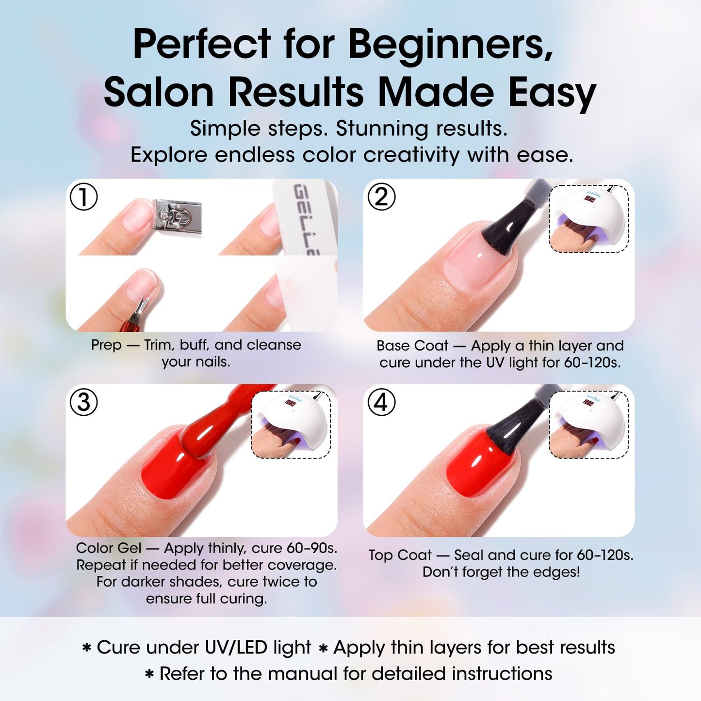GELLEN Spring Gel Nail Polish Set 24pcs, 20 Colors Pastel Bright Gel Polish Kit with Base Coat, Glitter & Cat Eye Top Coat, Magnet, Nail Art DIY Home Salon