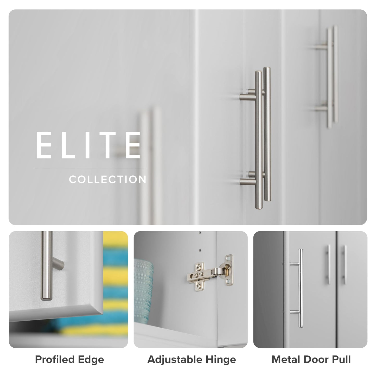 Prepac Elite Tall Garage Storage Cabinet & Pantry Storage Cupboard, 2-Door Freestanding Bathroom or Pantry Cabinet with Adjustable Shelves, 16" D x 32" W x 65" H, Light Gray