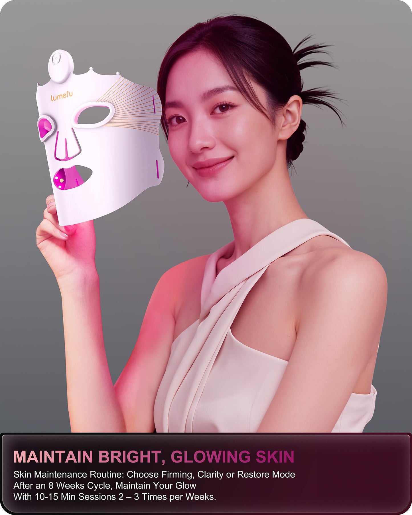Lumefu Nimbus Ultra-Lightweight Wireless Red Light Therapy mask for face, FDA-Cleared Hands-Free LED Device for Anti-Aging & Acne, 3 Modes 660nm/850nm for Sensitive Skin, Portable for Busy Lifestyle