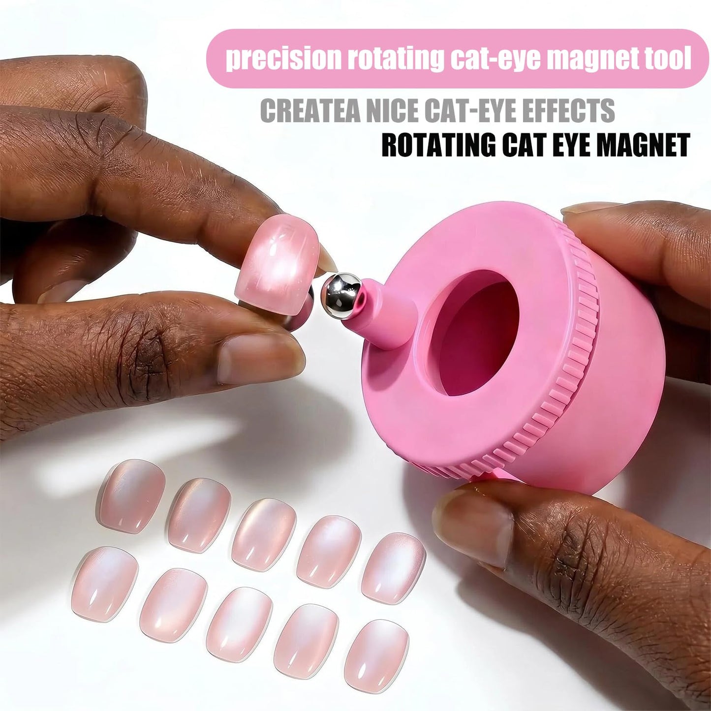 360°Rotating Cat Eye Magnet Tool with Ball Magnet, Uniform Magnetic Force for Beginners DIY Glossy & Salon Cat Eye Nail Designs