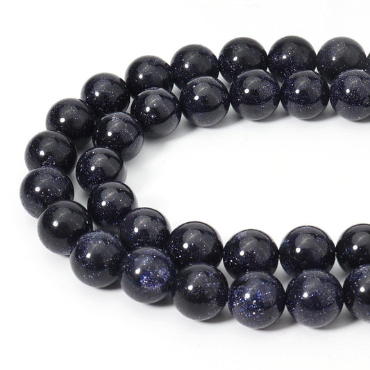 Siomia 60pcs 6mm Natural Blue Sandstone Gemstone Beads Energy Healing Crystal Round Loose Stone Beads for Jewelry Making, DIY Bracelets Necklaces