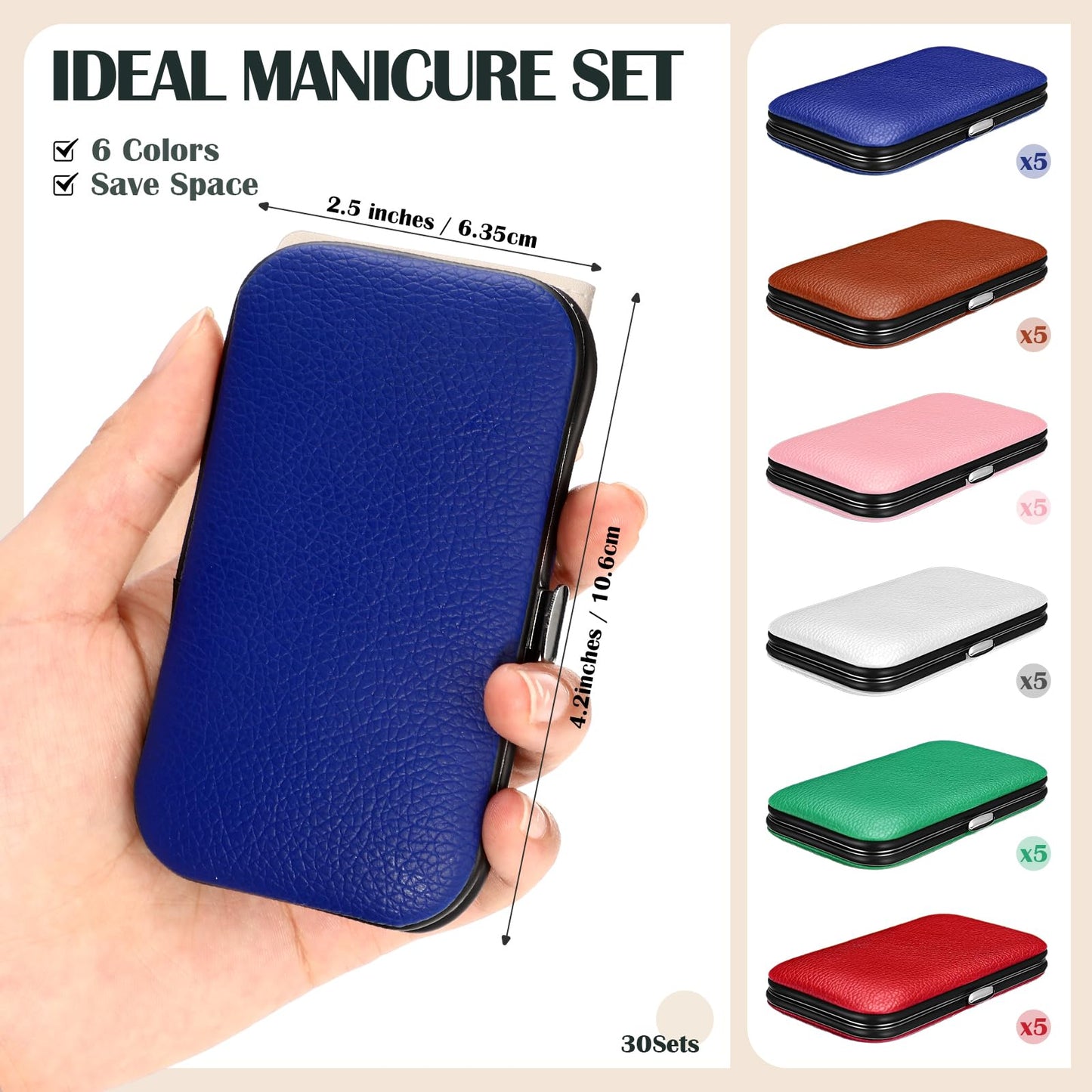 Leriton 30 Sets Bulk Gifts for Women Manicure Set Bulk Professional Nail Care Kit Nail Clippers Kit 8 in 1 Stainless Steel Pedicure Set with Travel Case for Women Men(Litchi Rind Print)