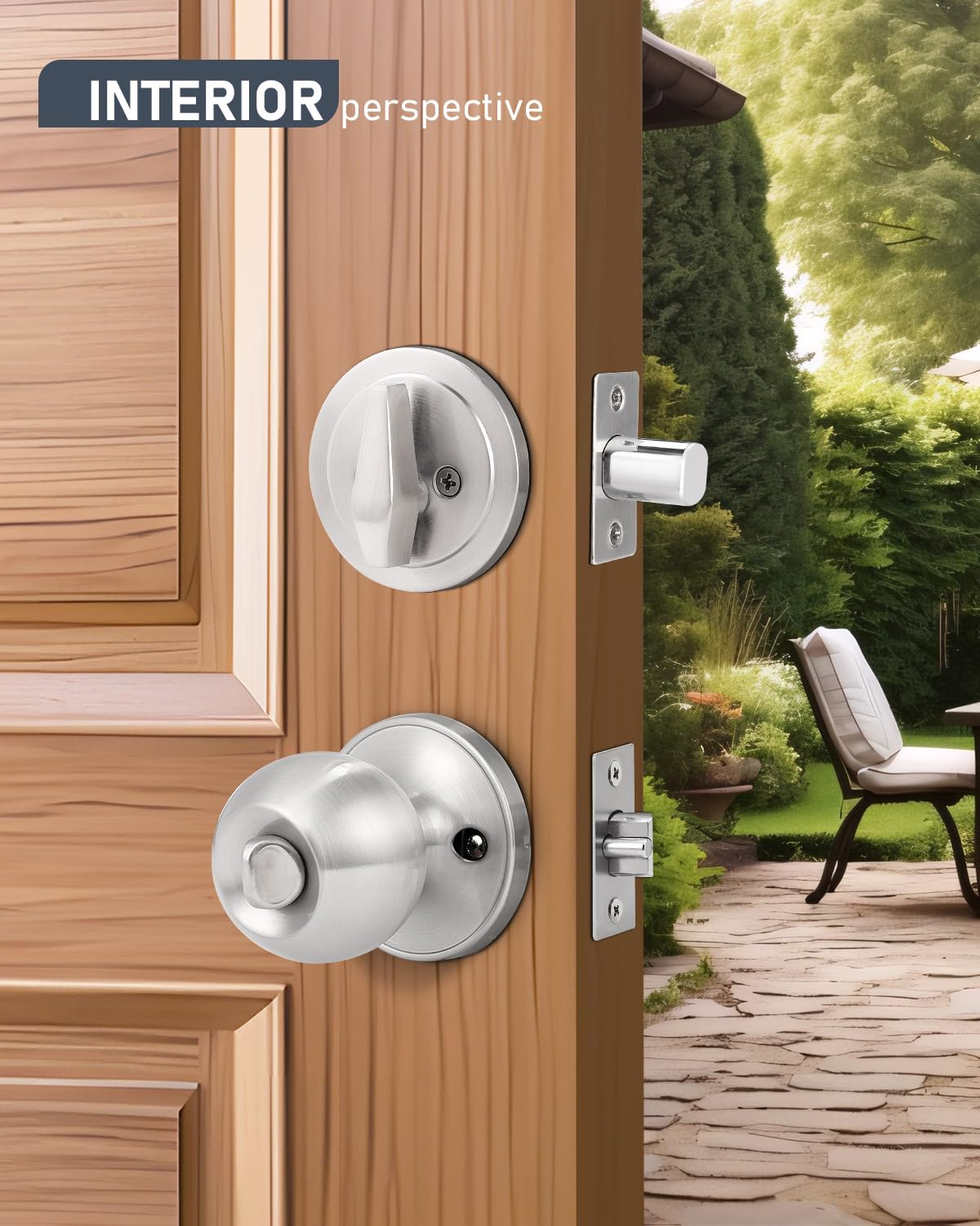 Brotima 4 Pack Keyed Entry Door Knob and Single Cylinder Deadbolt Combination Set in Satin Nickel, Keyed Alike Exterior Knob Door Handle and Deadbolt Lock and Key, Round Locking Lever Handle Set