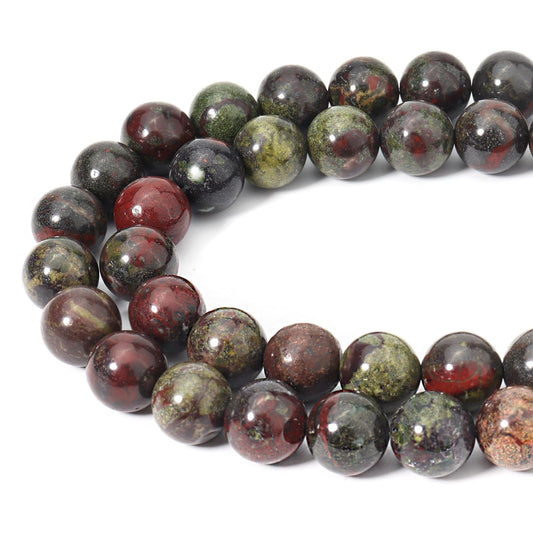 Siomia 60pcs 6mm Natural Dragon Blood Stone Gemstone Beads Energy Healing Crystal Round Loose Stone Beads for Jewelry Making, DIY Bracelets Necklaces