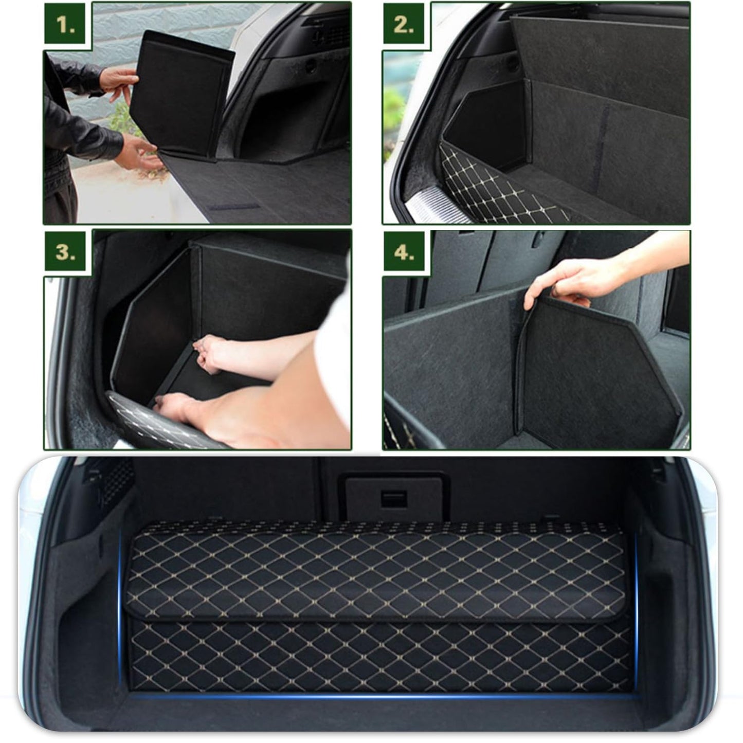 MAIBAOYUAN Car Trunk Organizer for LX 470/570 - Custom Fit, 4-Layer Cover, Large Space Outdoor Trunk Organizer with Leather, Hook and Loop Fastener Fix, All-Season Use
