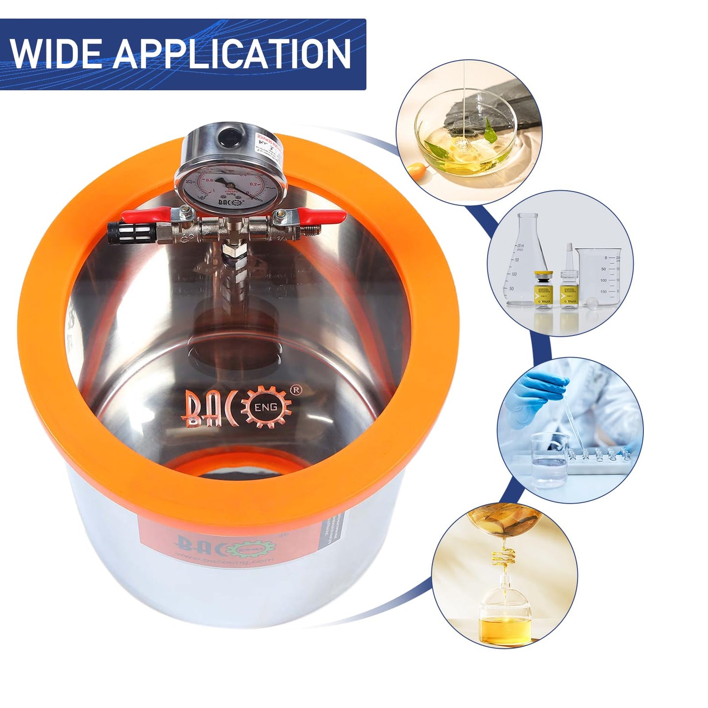 BACOENG 3 Gallon Vacuum Chamber with Pump, Stainless Steel Acrylic Lid Degassing Chamber Kit for Resin, Silicone and Epoxies
