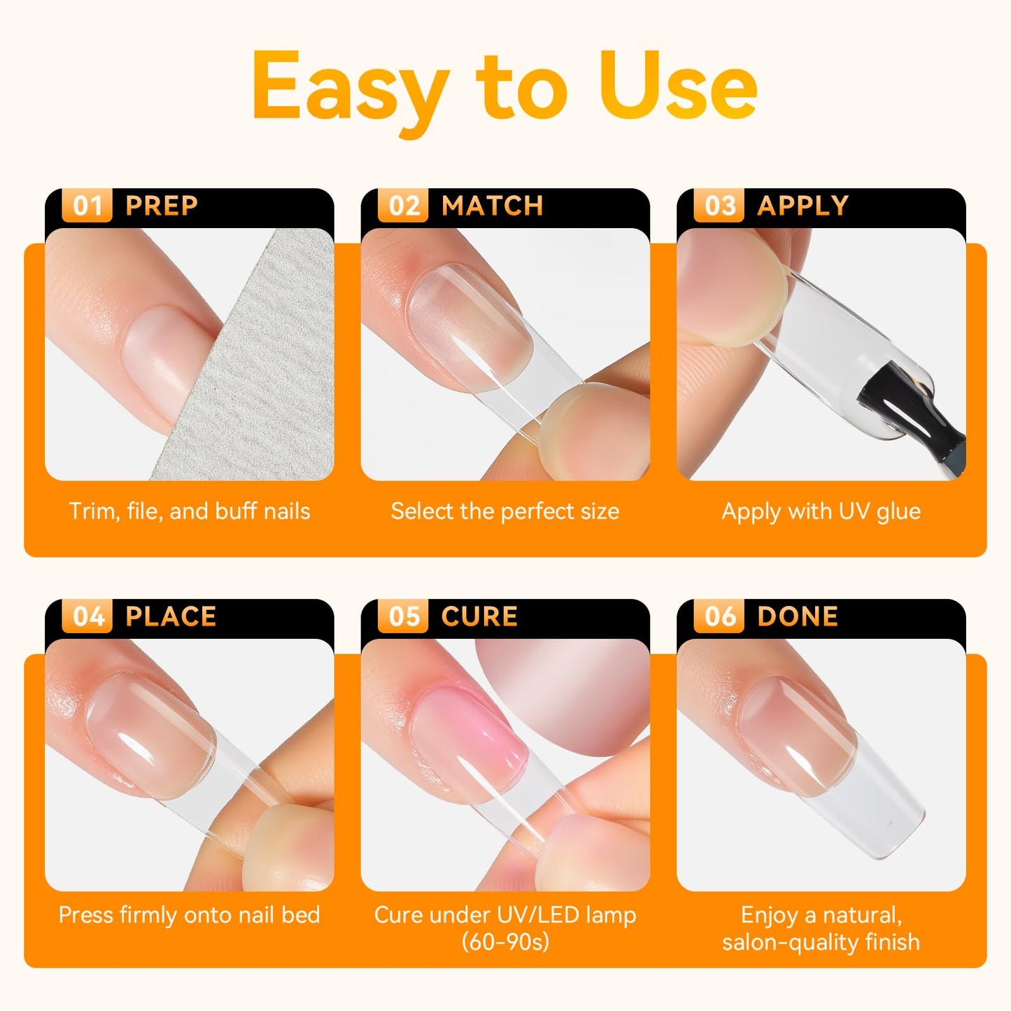 Makartt Square Nail Tips: 510pcs Full Cover Medium Square Fake Nails, 15 Sizes Soft Gel Half Matte Pre-shape Soak Off for Press on Nails DIY for Extension No Crease Acrylic Nail Manicure Salon Home