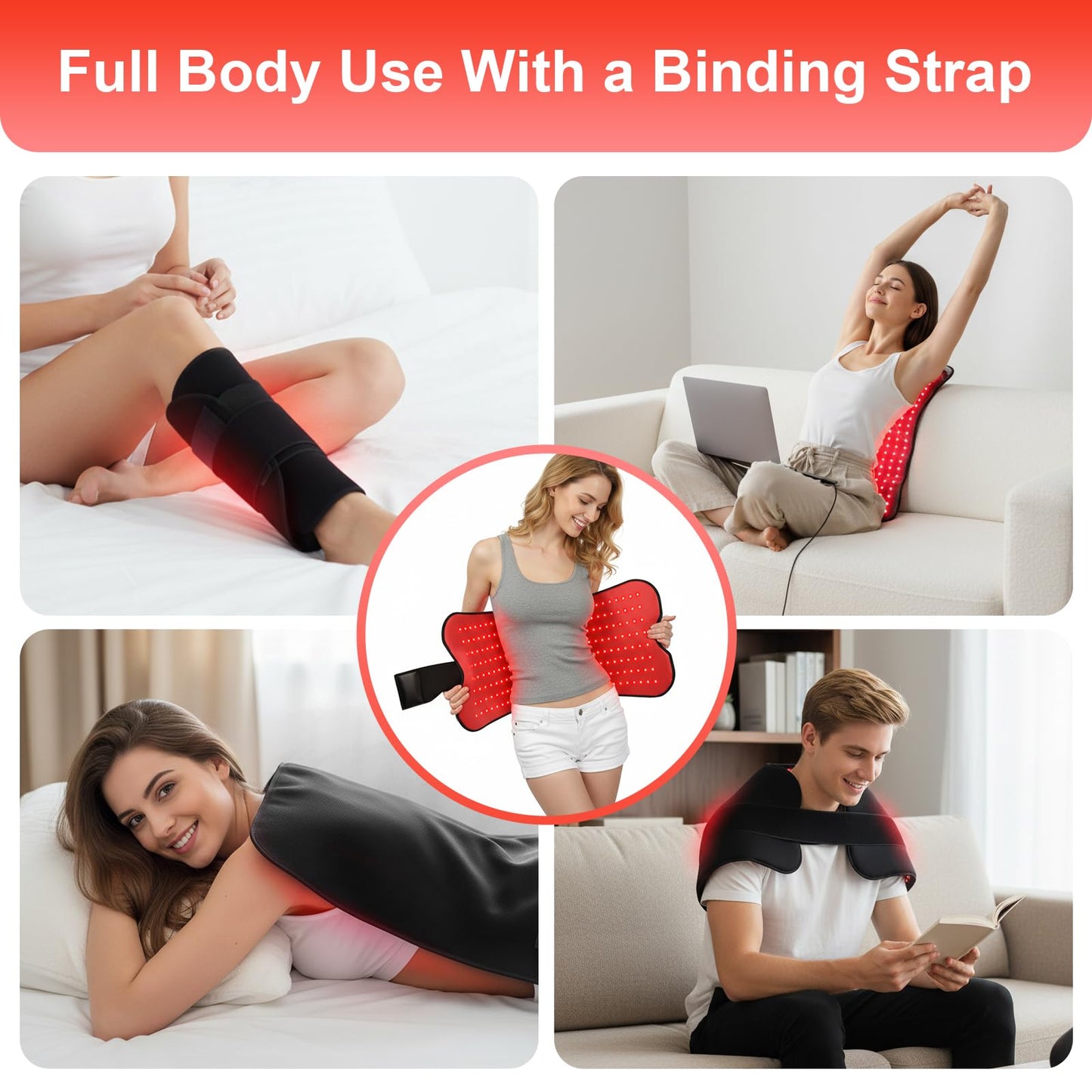 Red Light Therapy Mat for Body - 26.8" x 23.5" RedLight Therapy Pad with 600 LEDs,Near Infrared Red Light Mat 660nm & 850nm Redlight Therapy Pads W770