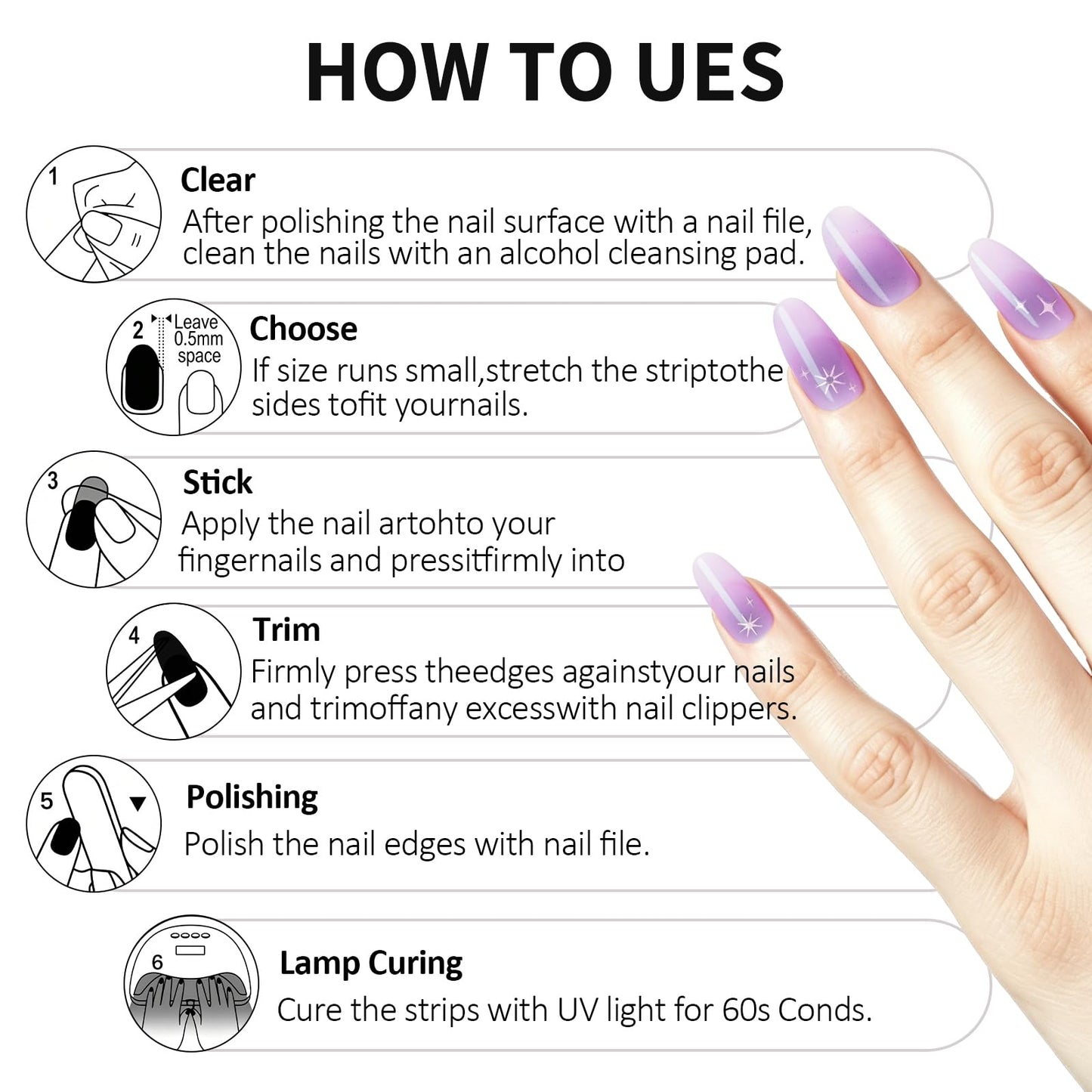 Semi Cured Gel Nail Strips - Navy Blue -Stylish Nail Wraps, No UV Light Needed, Effortless Application & Removal, Salon Quality, Includes 16 Wraps, 1 Prep Pad, Wooden Stick & Nail File