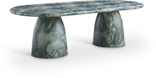 Meridian Furniture 708Green-T Cosenza Collection Art Deco 96" Indoor/Outdoor Concrete Dining Table with Green Marble Finish, 96" W x 44.5" D x 30" H