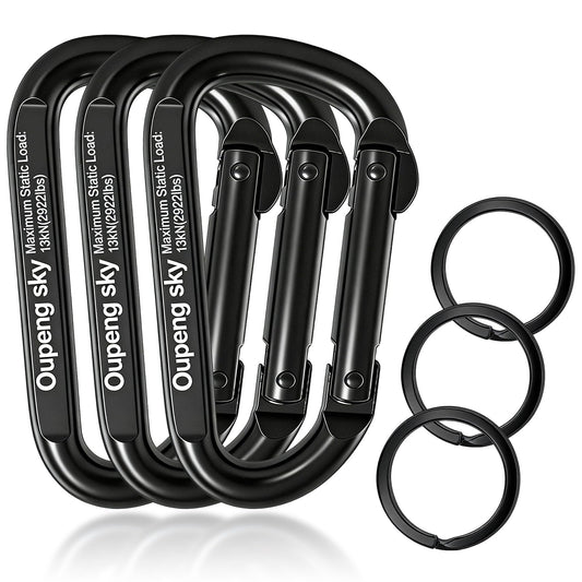 Carabiner Clip Heavy Duty - 3" Iron Carabiners 13KN (2922 lbs) Carabeaner D Shape Spring Hook Clips for Keychain Clip,Gym, Dog Leash，Hammocks，Camping, Hiking,Backpacking or Other Outdoor Activities.