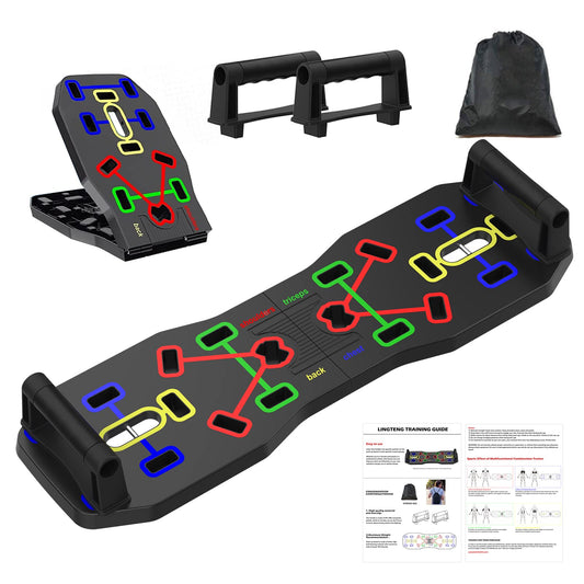 LINGTENG Push Up Board, New Upgraded 12 in 1 Push Up Bar with Pushup Handles, Portable Multi-Function Foldable Home Gym, Abs Workout, Strength Training Equipment for Men & Women