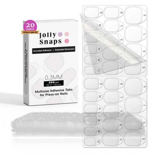 Jolly Snaps 600pcs Press On Nail Tabs, Quick At-Home Manicure Application for Acrylic & Natural Nails, Transparent 0.3mm Ultra Thin, Strong Hold Non-Damaging Temporary Wear