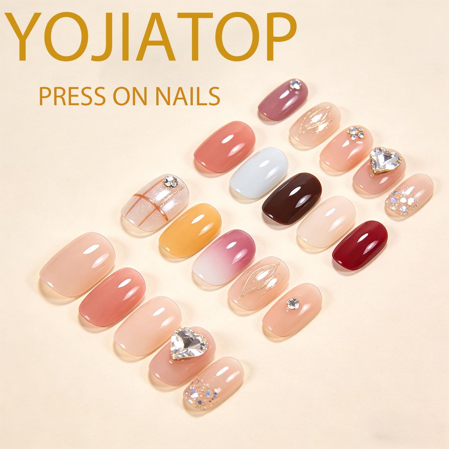 Square Press on Nails Short Fake Nails Spring Nails Press ons Glossy Glue on Nails Cute Acrylic Nails Nude False Nails with Colorful Flower Designs Artificial Stick on Nails for Women 24Pcs