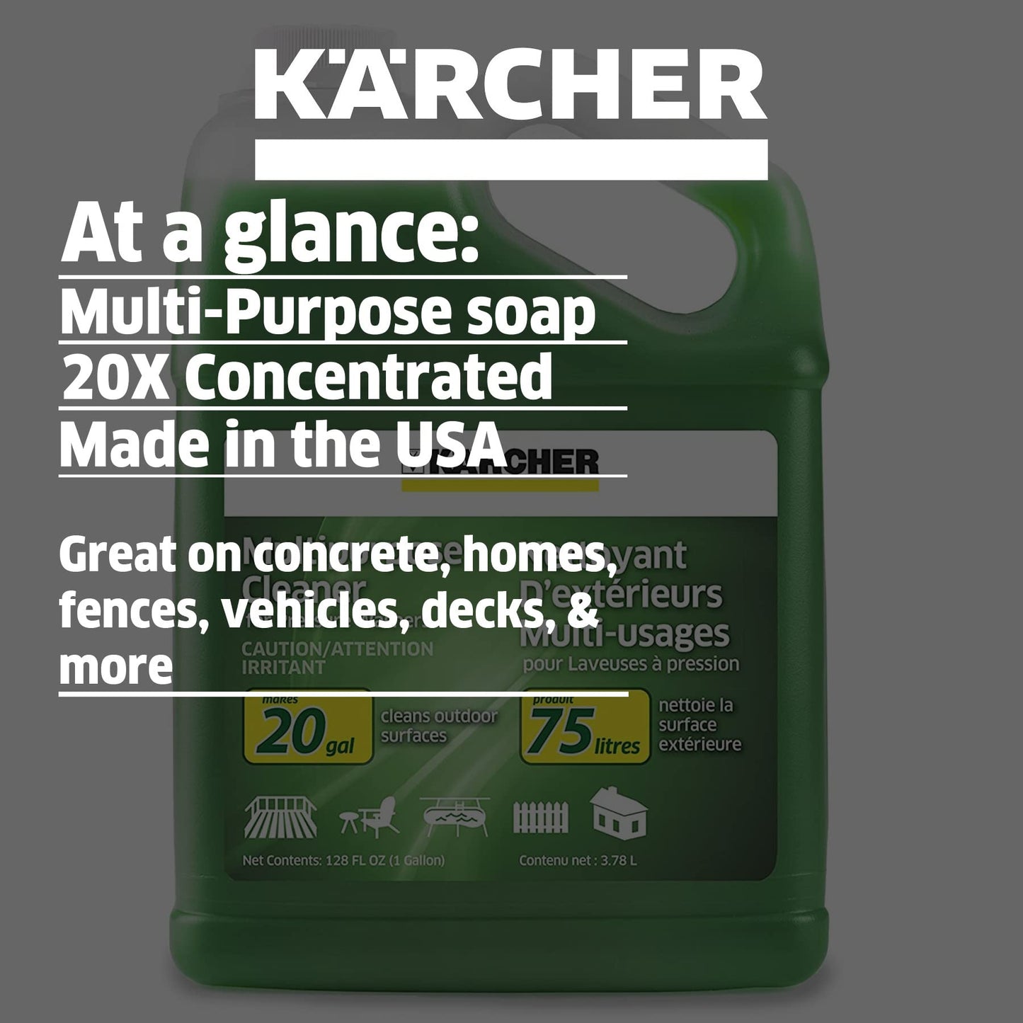 Karcher K1800PS Cube 1800 PSI 1.2 GPM TruPressure Electric Pressure Washer - 2250 Max PSI Power Washer & Pressure Washer Multi-Purpose Cleaning Soap Concentrate – for All Outdoor Surfaces – 1 Gallon