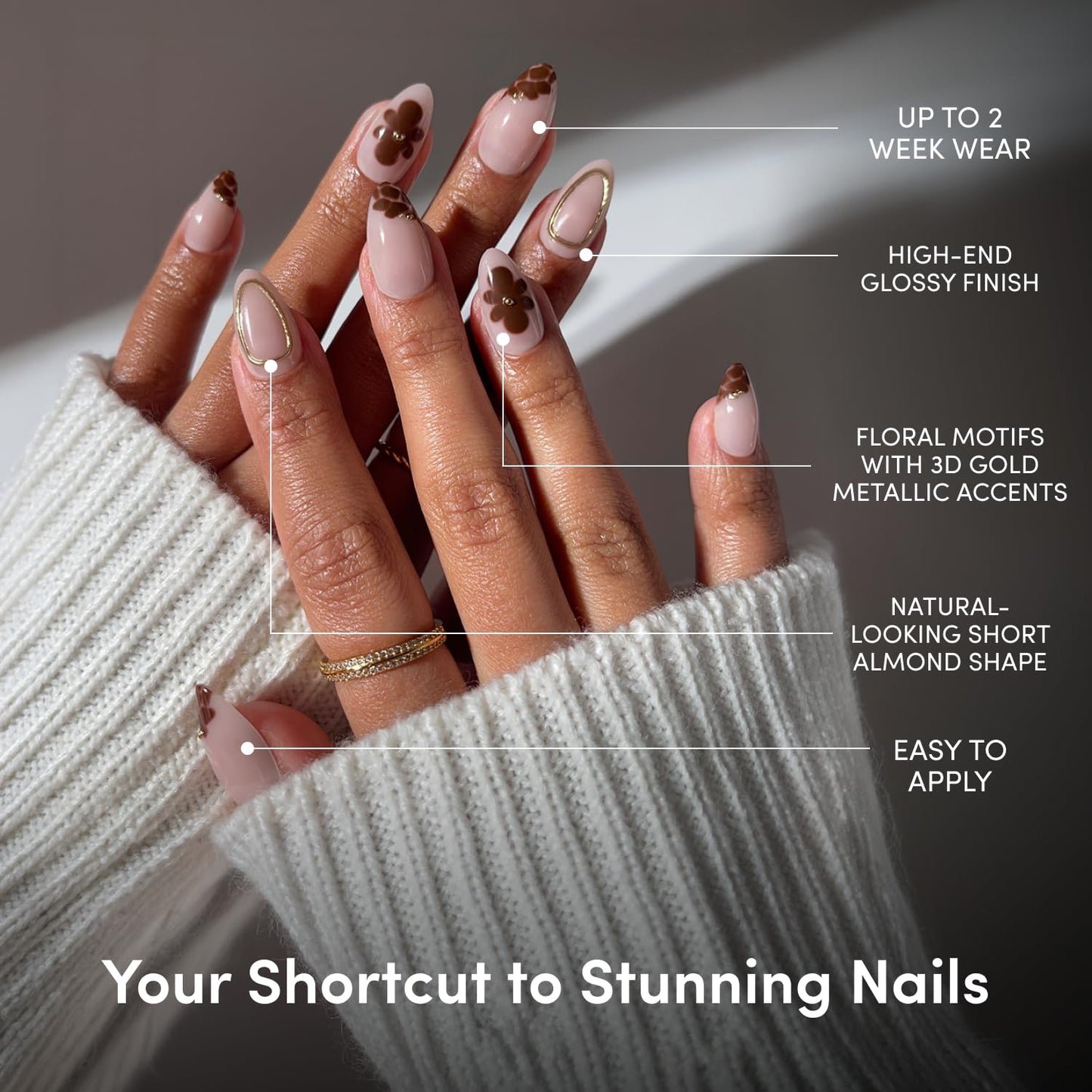 Glamnetic Short Almond Press-On Nails Bundle - Sunbaked, Sunset Tide, Orange Pop & Midnight Teal | Tropical Nails, 3D Nail Art, French Tips, and Salon-Quality Nail Finishes