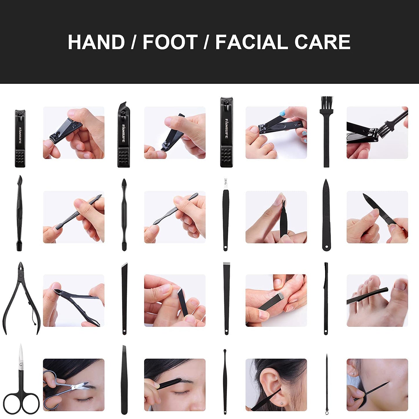 FAMILIFE Manicure Set, Pedicure Kit Nail Clipper Set 13pcs and Gifts for Men, Manicure Set Nail Clippers Pedicure Kit Manicure Kit Nail Clipper Set 16pcs Grooming Kit