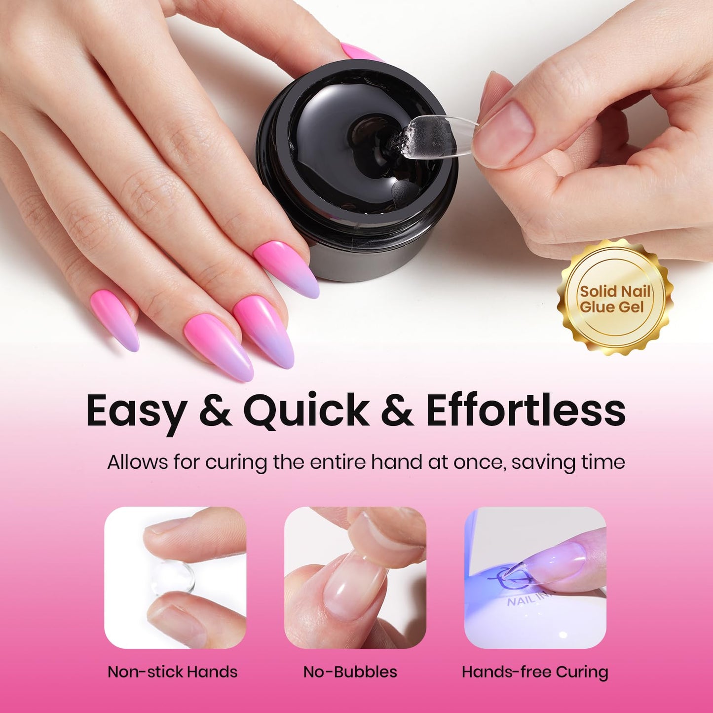 Beetles Gel Nail Kit Flat-X, Almond Medium, 320pcs 16 Sizes Nail tips, with 15g Solid Nail Glue Gel, 10ml Glue Remover, 7.5ml Base Gel, Mini Lamp, for Acrylic Press On Nail, Extension DIY Set at Home