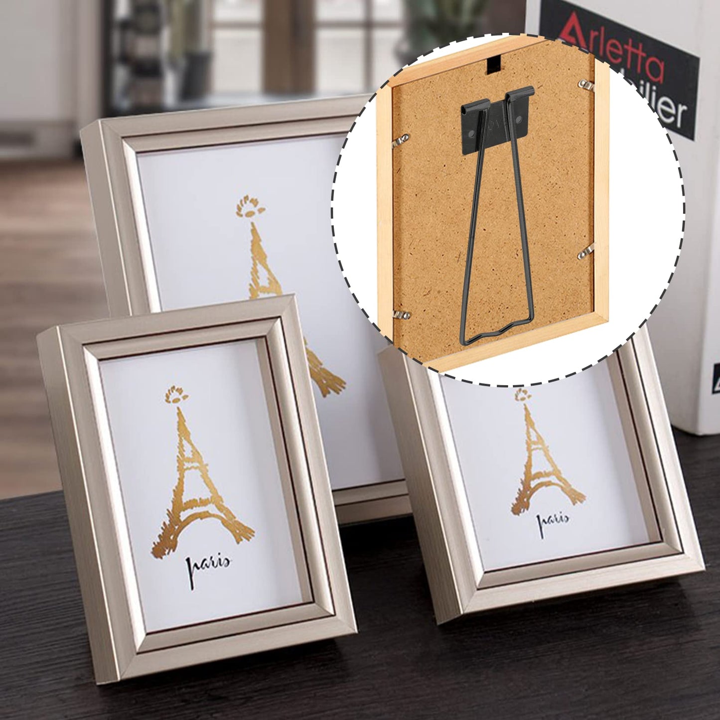 Rierdge 10 Pcs Easel Back, Iron Picture Frame Easel Back, Photo Frame Easel Back Stand with Screws & Screwdriver (Black)