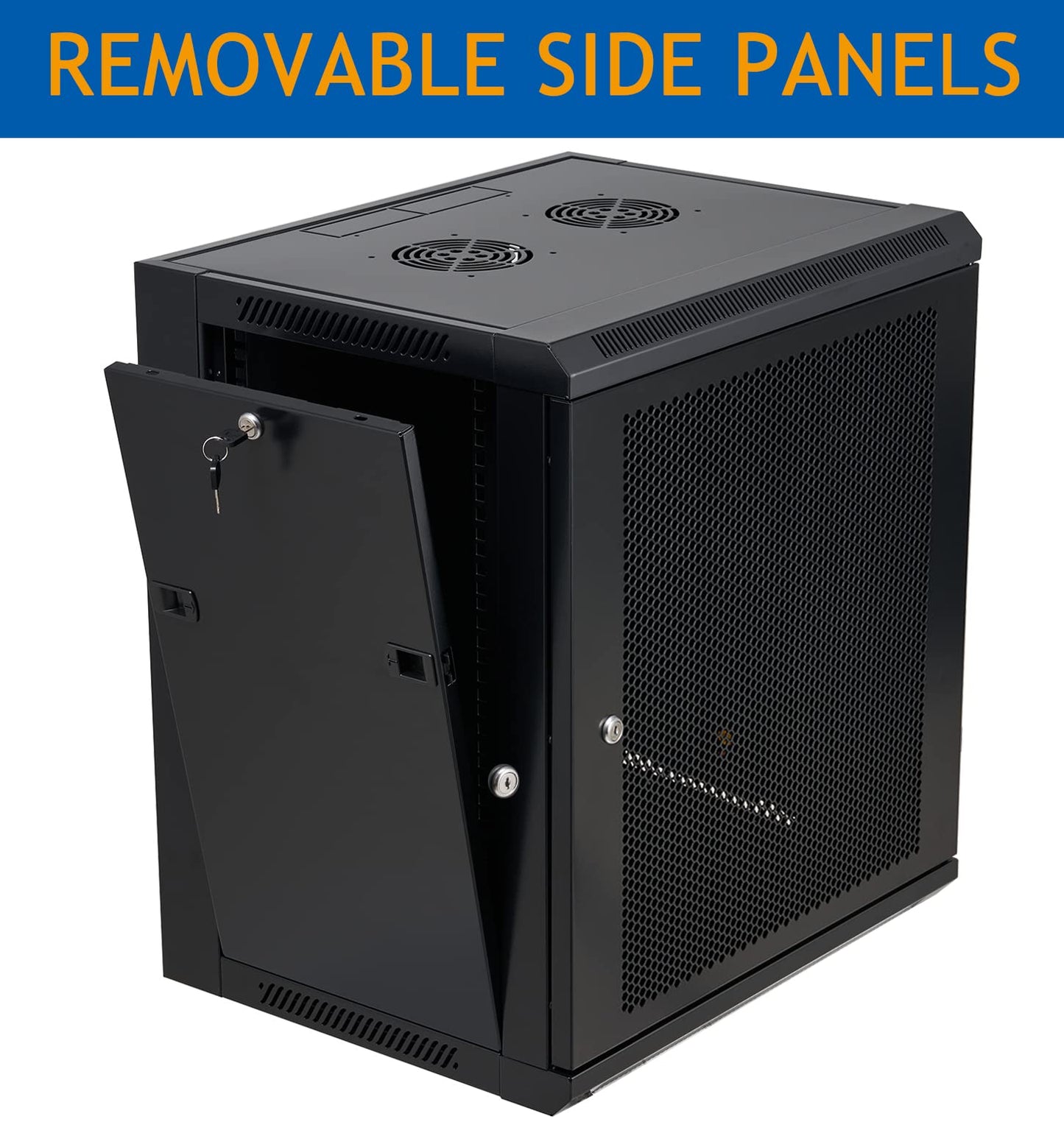 Tedgetal 12U Wall Mount Server Cabinet Network Rack Vented Enclosure Locking Door