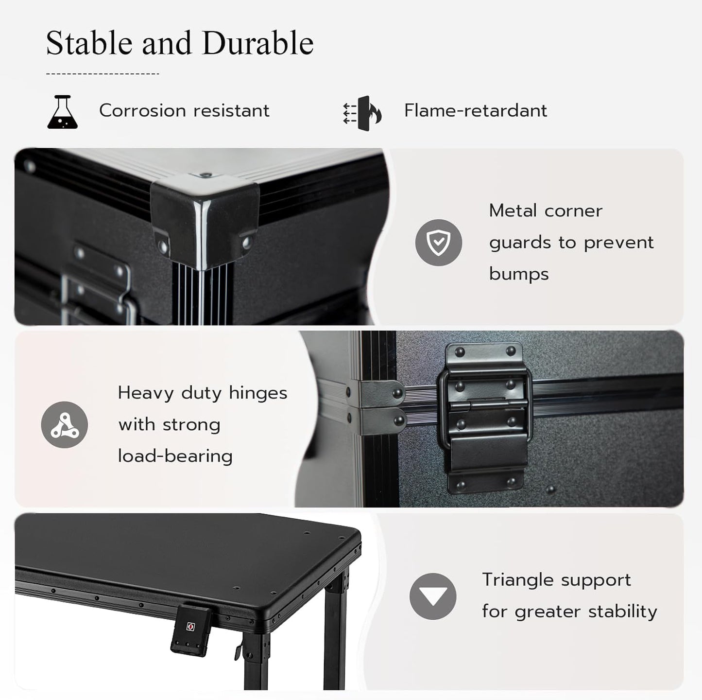 Gdsshuhung Rolling Manicure Table with LED Mirror, Foldable Nail Desk on Wheels with Drawers, Portable Mobile Workstation for Nail Technicians Travel (Black)
