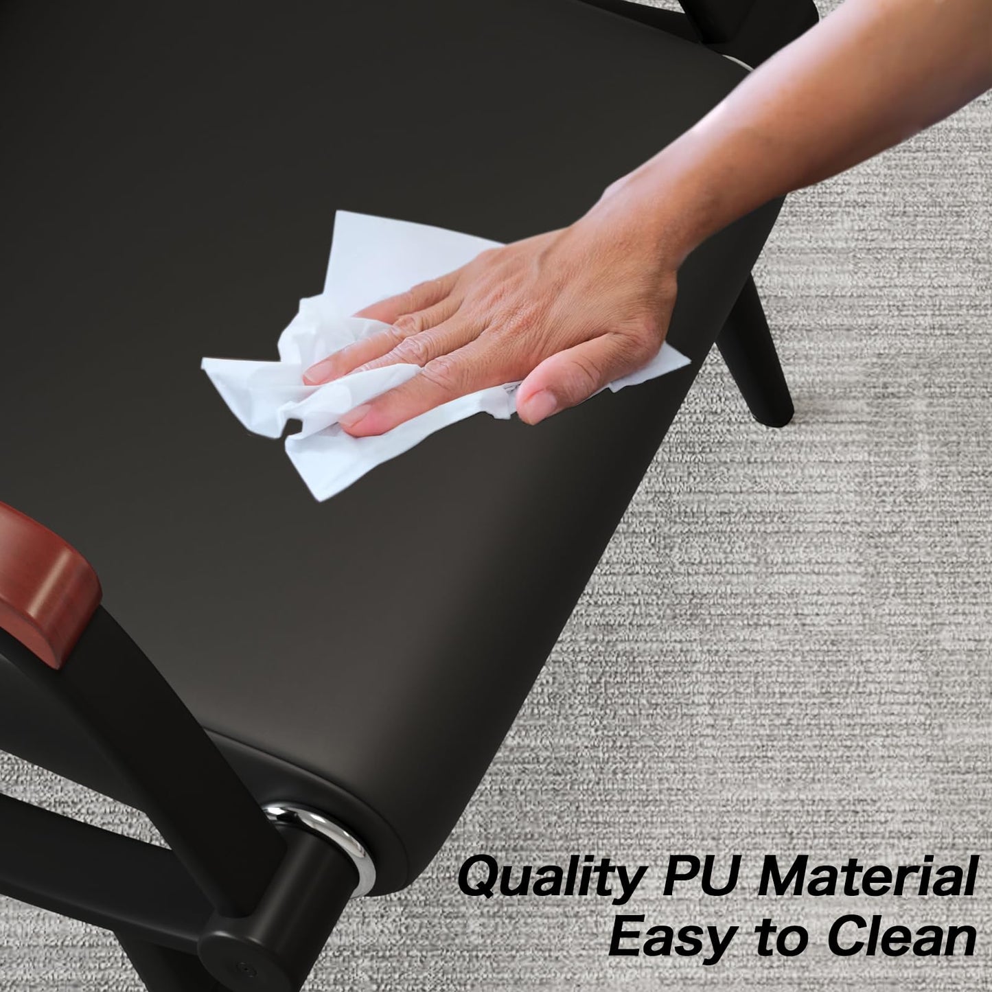 wonline Waiting Room Bench, Office Furniture Reception Chairs with Arms, Leather Chairs is Suitable for Clinic,Airport,Hospital,Barber,Salon,Bank-(Red&Black,3 Seat)