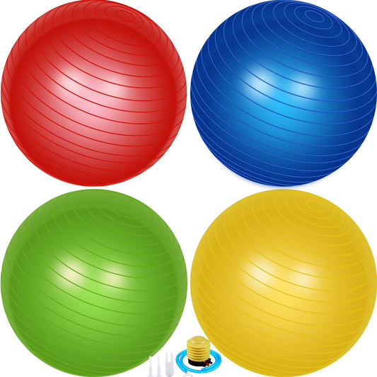 Leyndo 4 Pcs 26 Inch Yoga Exercise Ball Pilates Pregnancy Birthing Fitness Ball with Quick Pump Anti Burst for Improved Posture, Balance, Yoga, Pilates, Training(Bright Color)