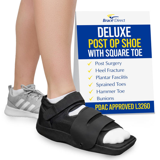 Brace Align Deluxe Post Op Shoe - Adjustable Medical Support for Broken Toes, Foot Injuries, Fractures, Bunions and Surgical Recovery L3260 - Size S (Men’s US 7.5-9 / Women’s US 8.5-10)