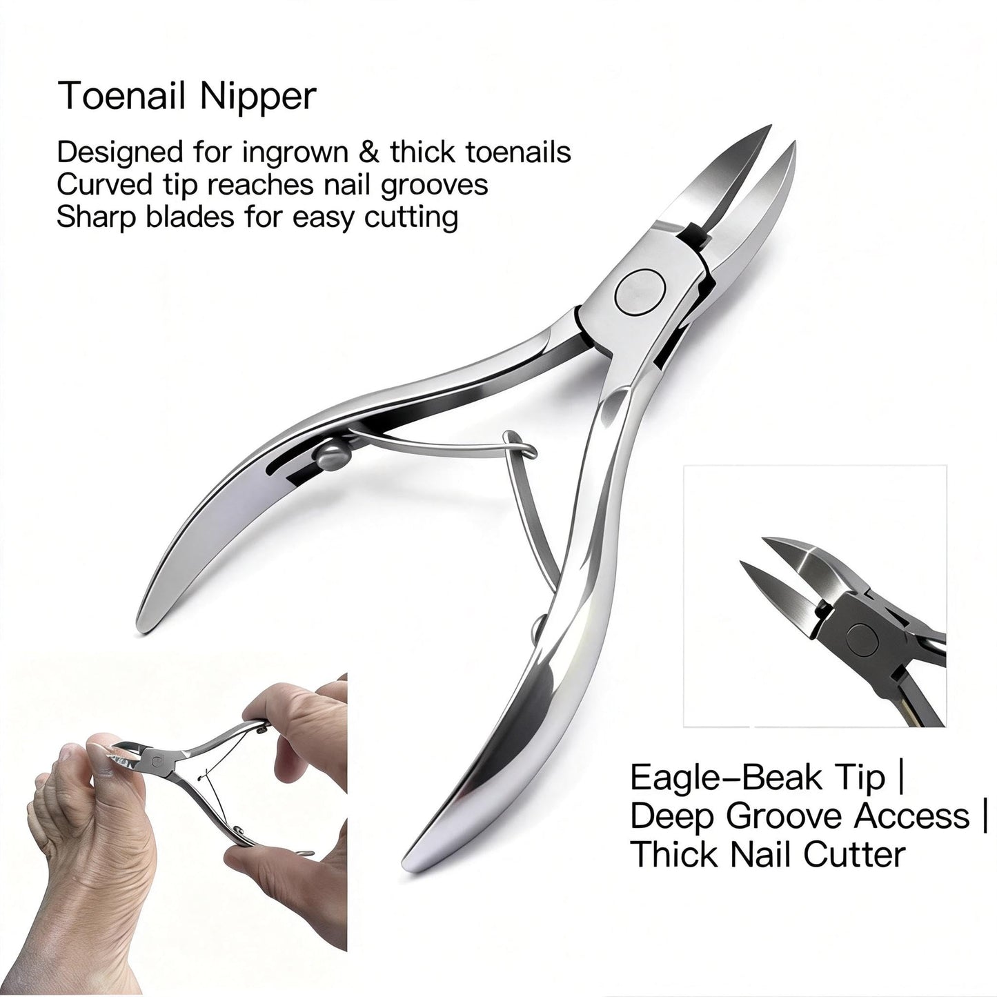 Xsomacis Nail Clippers Set Fingernail and Toenail Clipper Cutters, Manicure Pedicure Kit Stainless Steel 10pcs Professional Grooming Kits, Nail Care Tools with Portable Leather Case for Men or Women