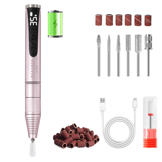 Makartt Electric Nail Drill – Rechargeable 35000 RPM Professional Efile, Cordless Nail Drill Machine Kit & Nail Machine for Acrylic Dip Powder Gel Polish,Quiet Lightweight Portable Tool for Salon Home
