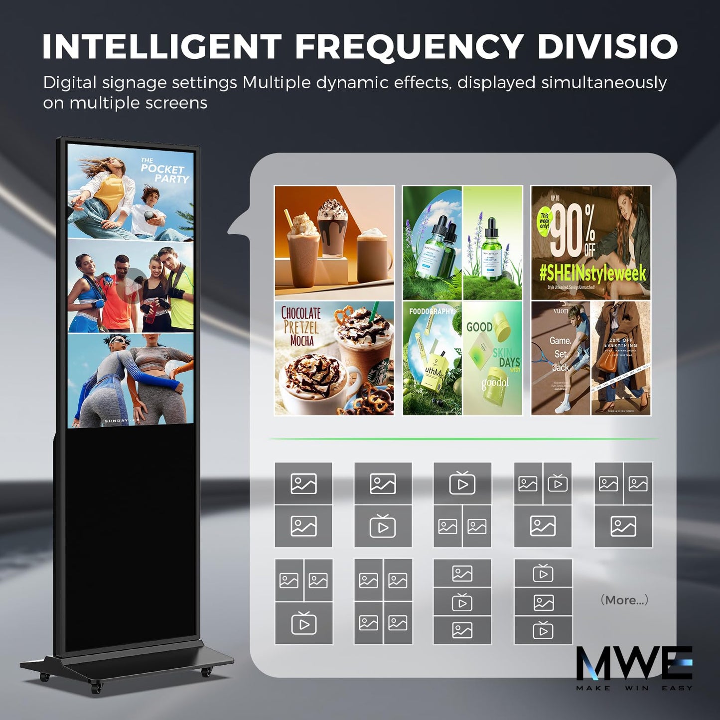 32 Inch Indoor Digital Signage Ultra HD Advertising Display Kiosk with Android OS Support Customizable Content and HDMI Input Commercial Totem Perfect for Retail Stores, Offices,and Restaurants