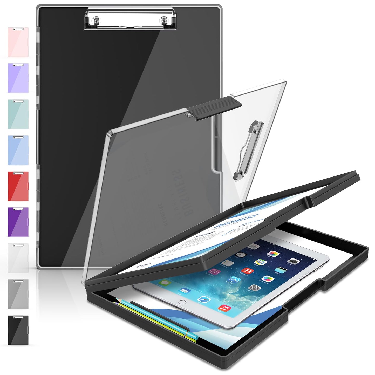 Sooez Clipboard with Storage, Heavy Duty Cleaview Clip Boards 8.5x11 with Dual Storage, Dry Erase Plastic Nursing Clipboard, High Capacity Clipboards Folder for Teacher Nurse, School & Office Supplies