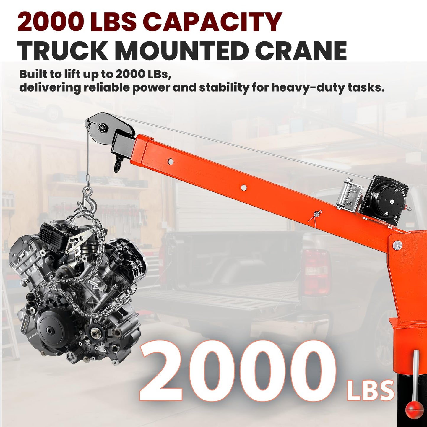DEFNES 2000LBS Truck Bed Crane, 3500LBS 12V Electric Winch, Painted Alloy Steel Pickup Truck Jib Crane 360° Swivel Lift Electric Hoist, 3 Adjustable Loads & Heights, Pre-Lubricated (3500LBS)